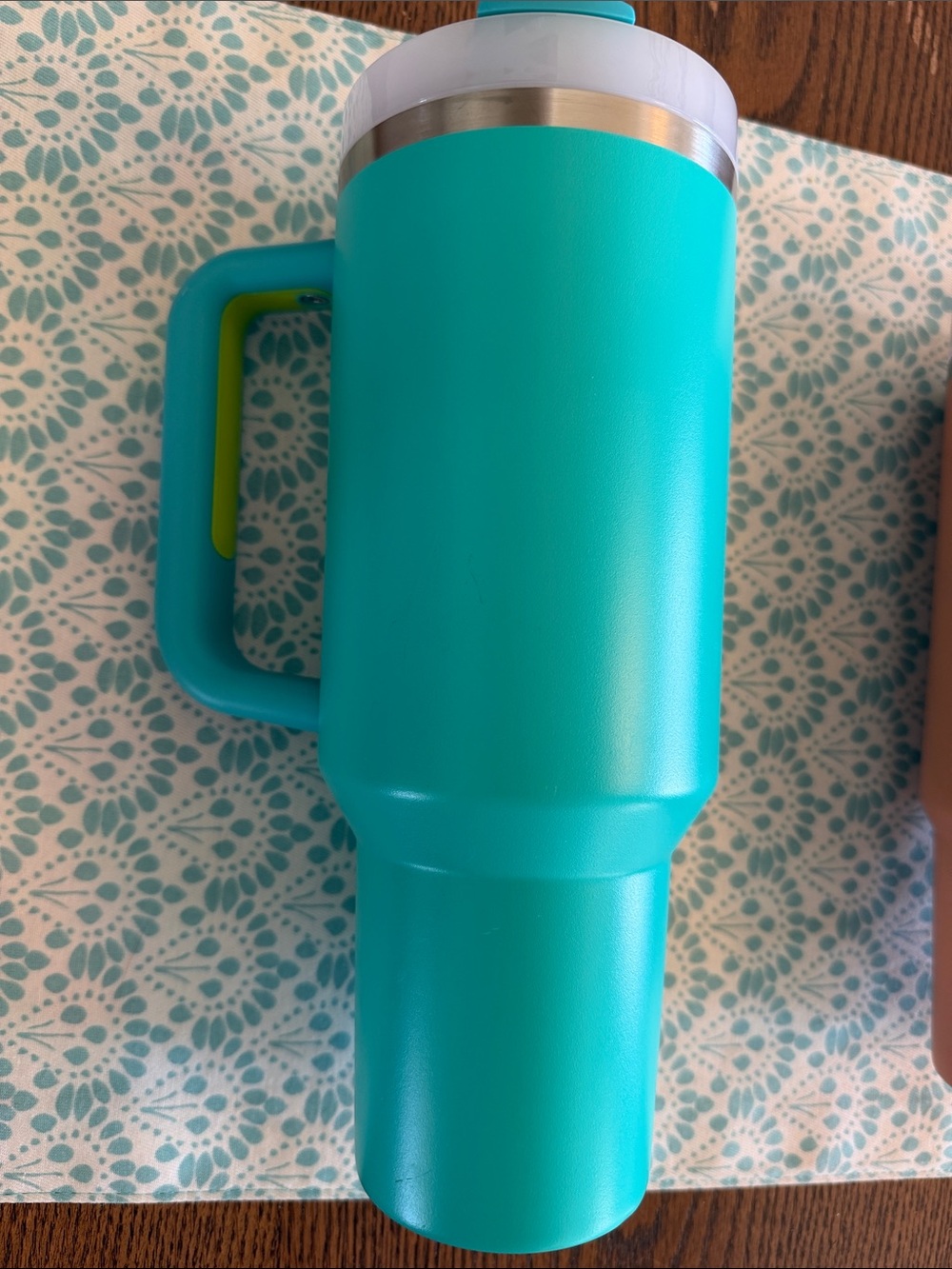 40 oz Stanley Turquoise and 30 oz Coral Insulated Travel Mugs with Handles - Picture 3 of 13